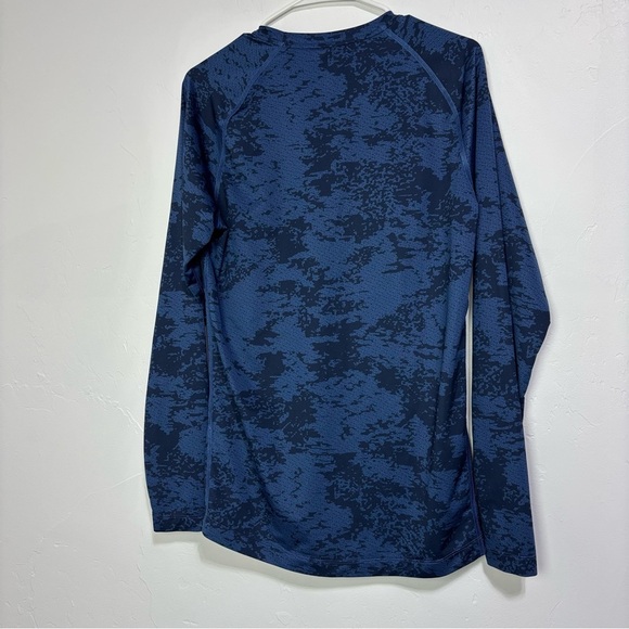 Nike Pro Dri Fit Slim Fit Men's Medium Blue Long Sleeve Activewear Shirt - Picture 4 of 9